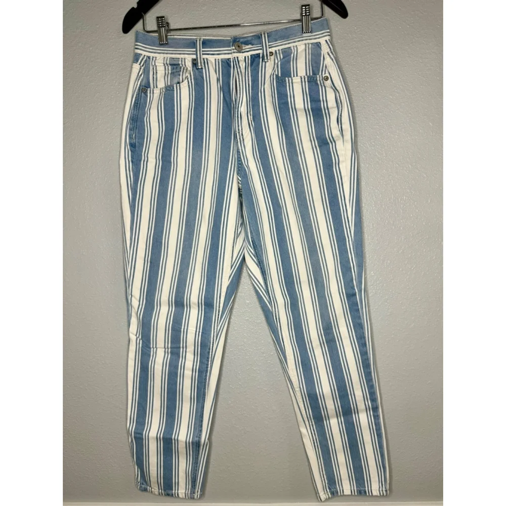 Women's American Eagle Blue & White Striped Jeans Size 4 - Picture 1 of 7